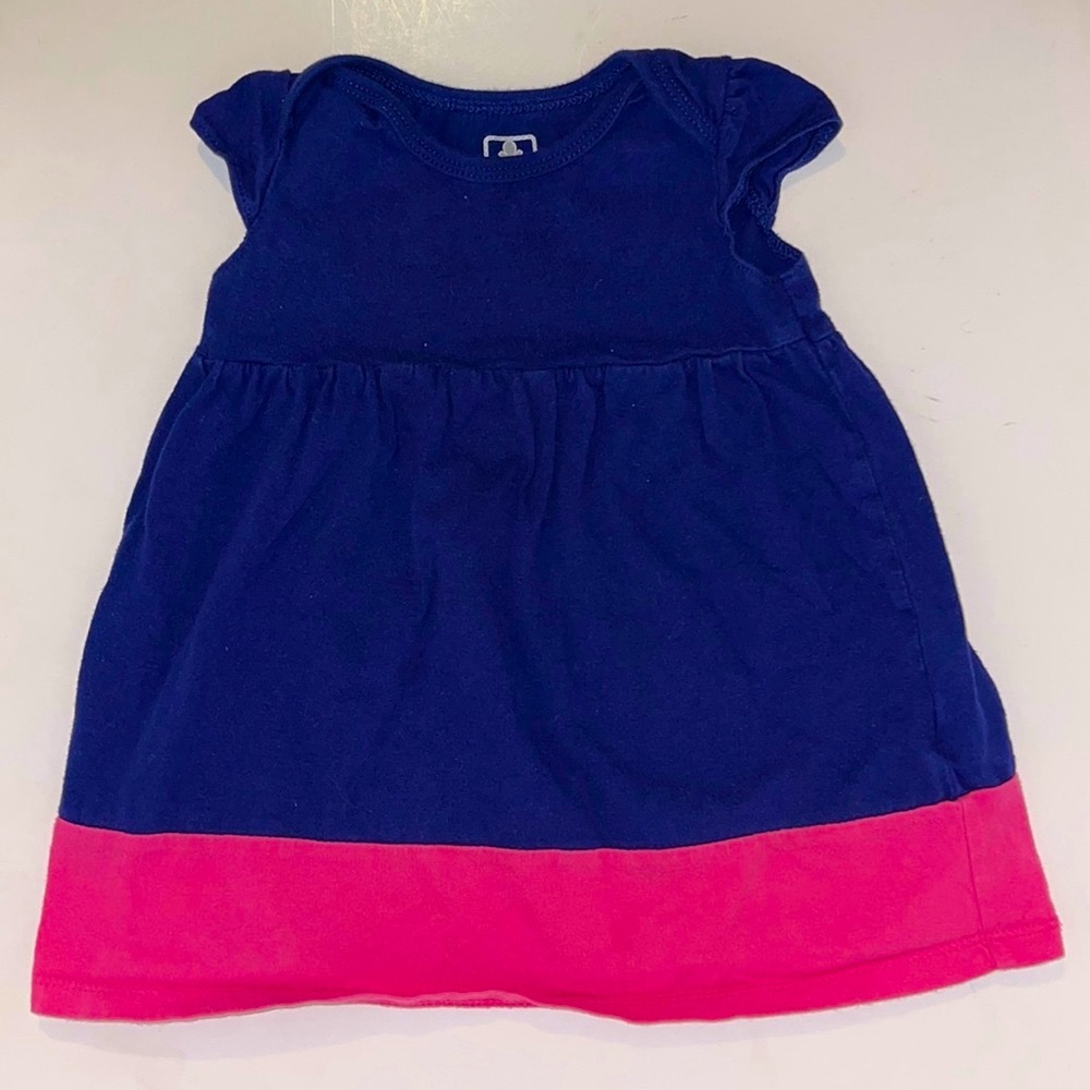 Old Navy girls navy blue with pink stripe 12-18 month dress